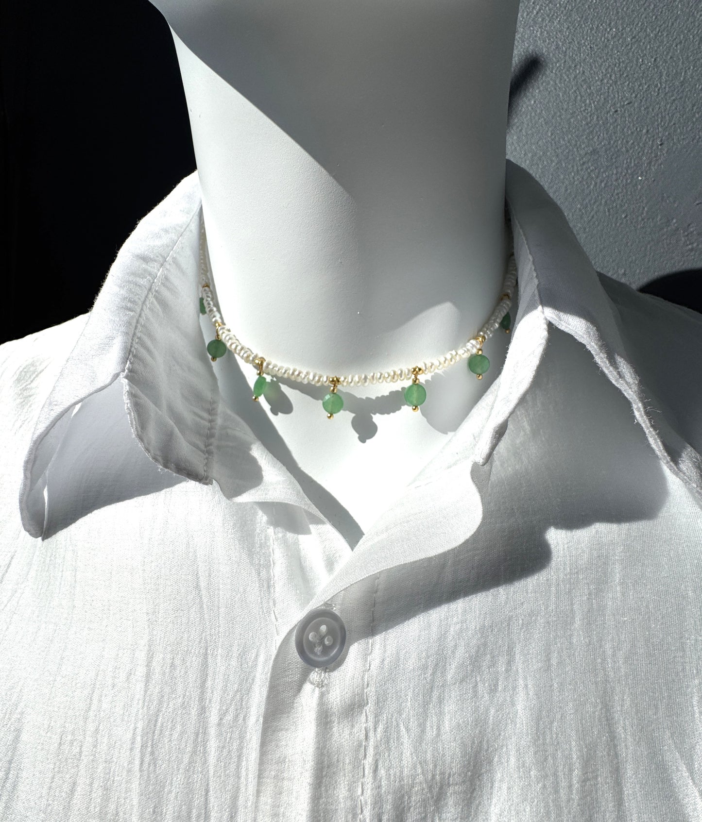 Collier en perles et jade