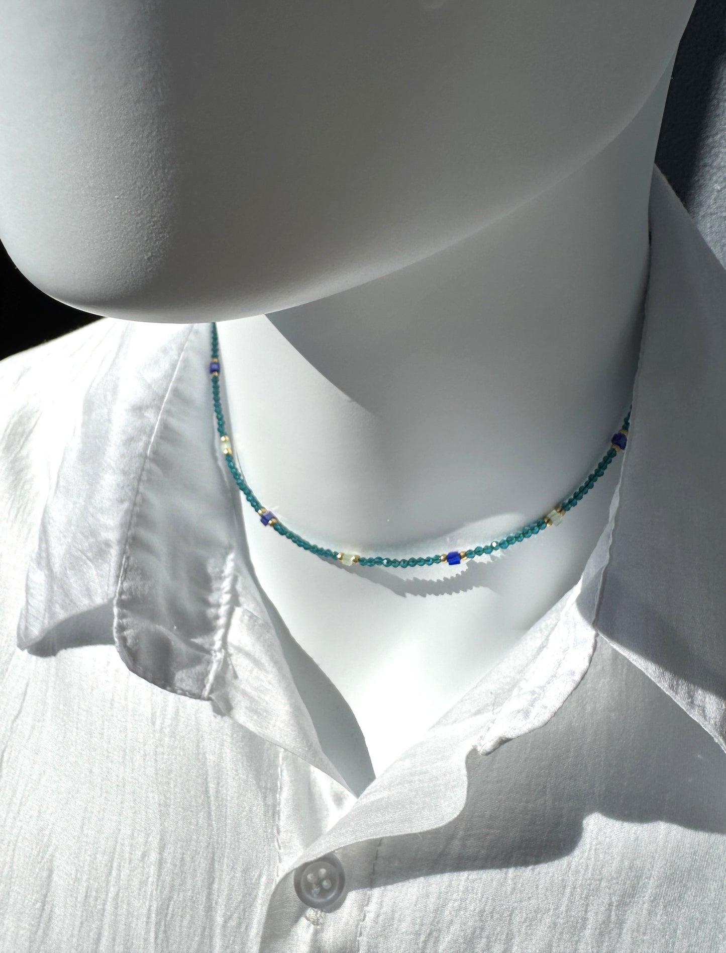 Collier spinelle turquoise