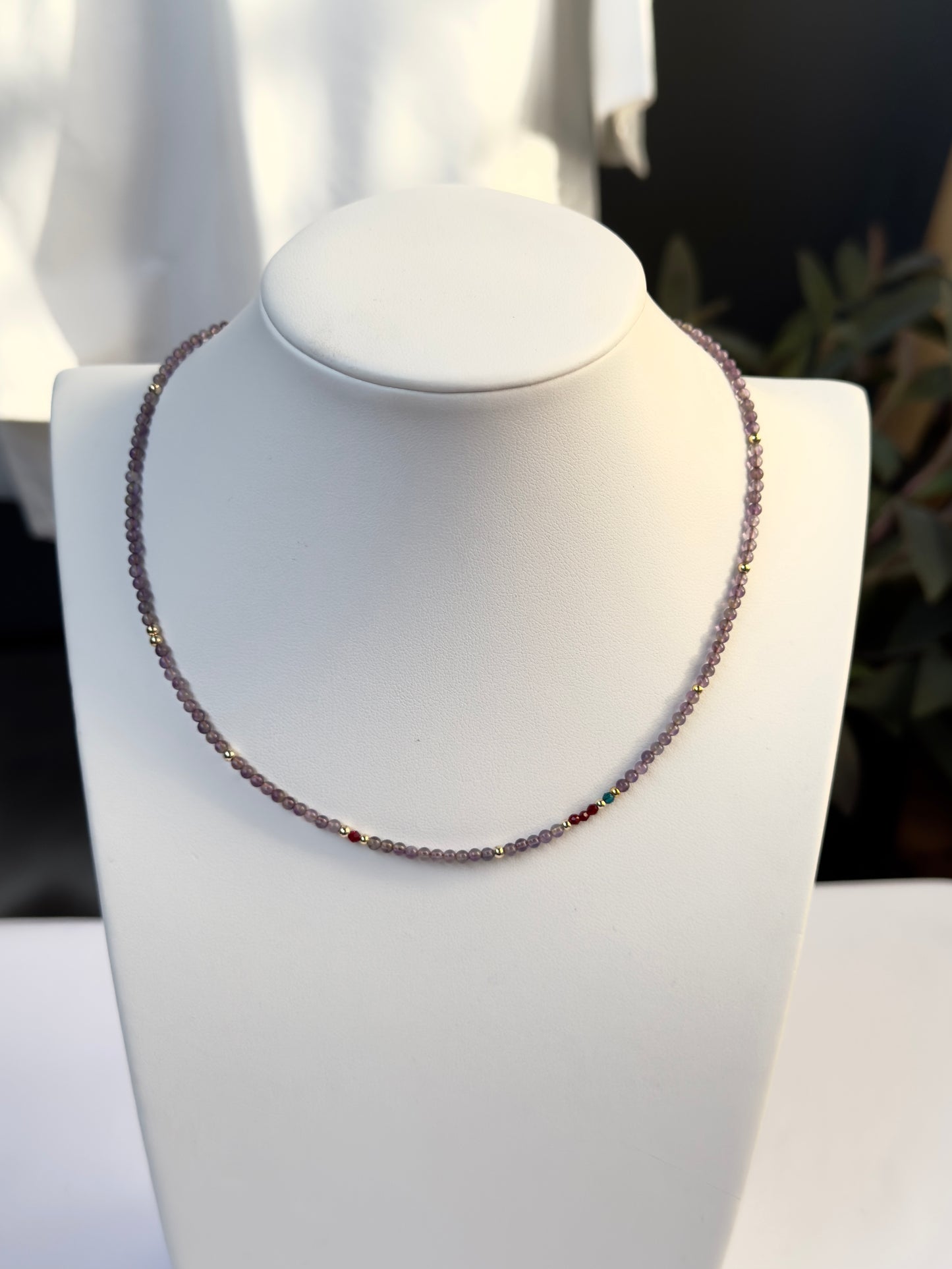 Collier améthyste et spinelle rouge