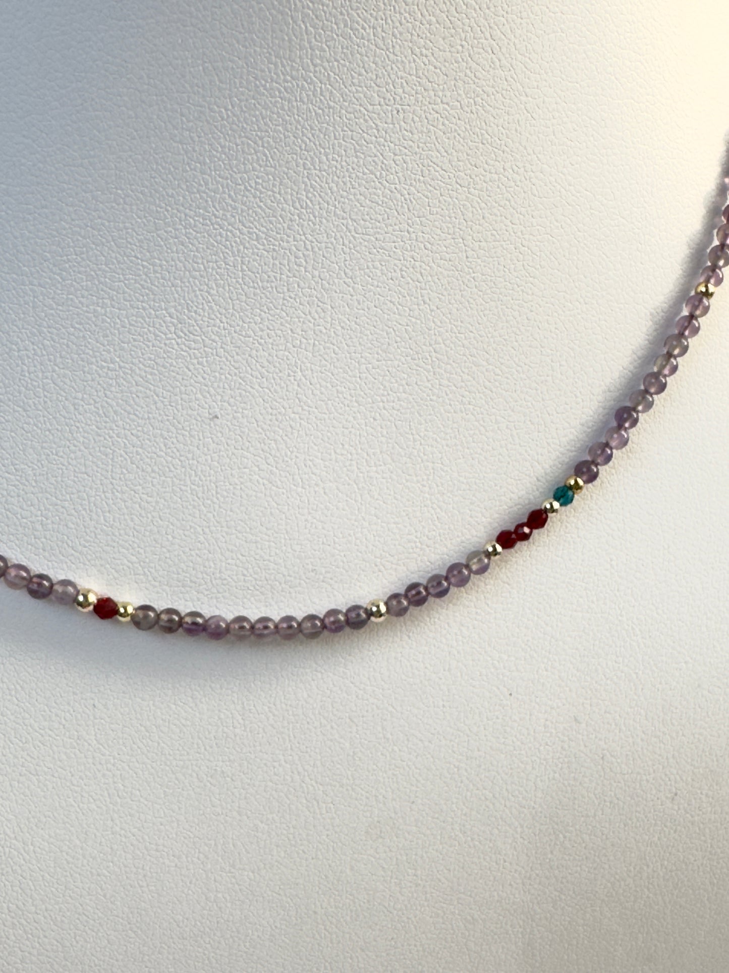 Collier améthyste et spinelle rouge