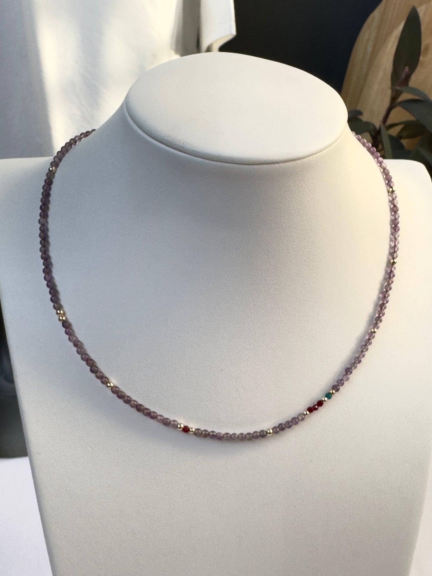 Collier améthyste et spinelle rouge