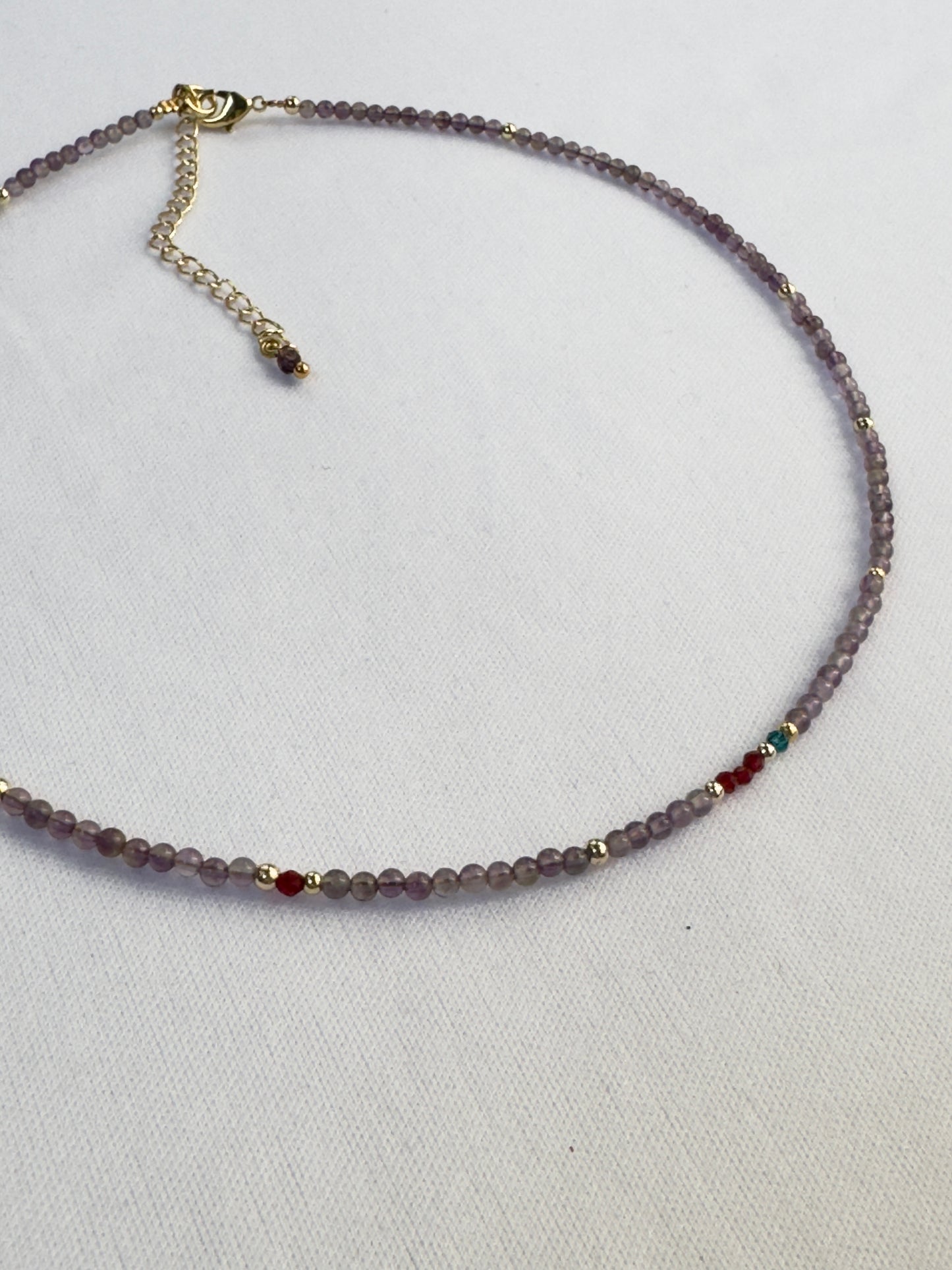 Collier améthyste et spinelle rouge