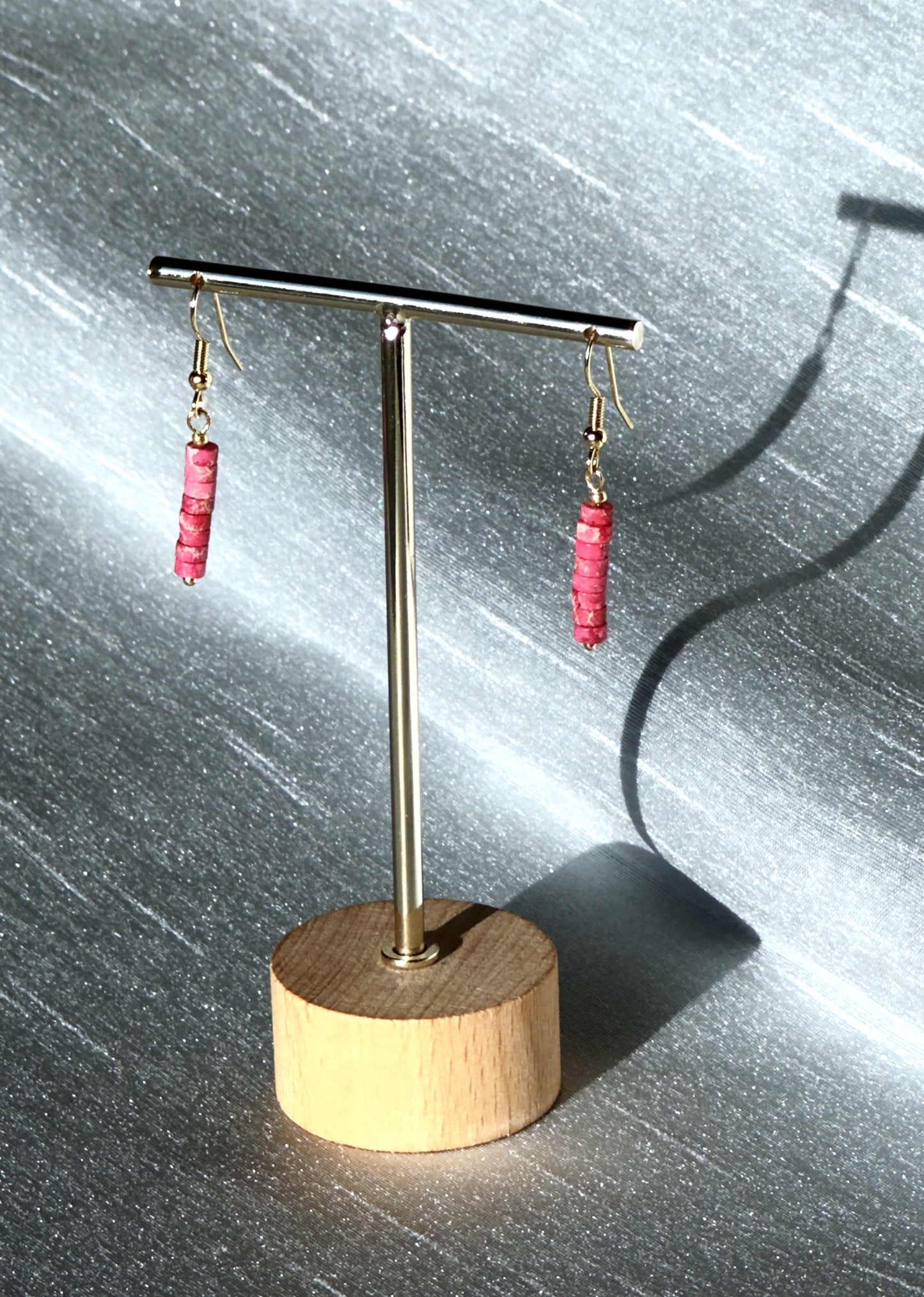 Boucles d’oreilles barrettes en jaspe rouge