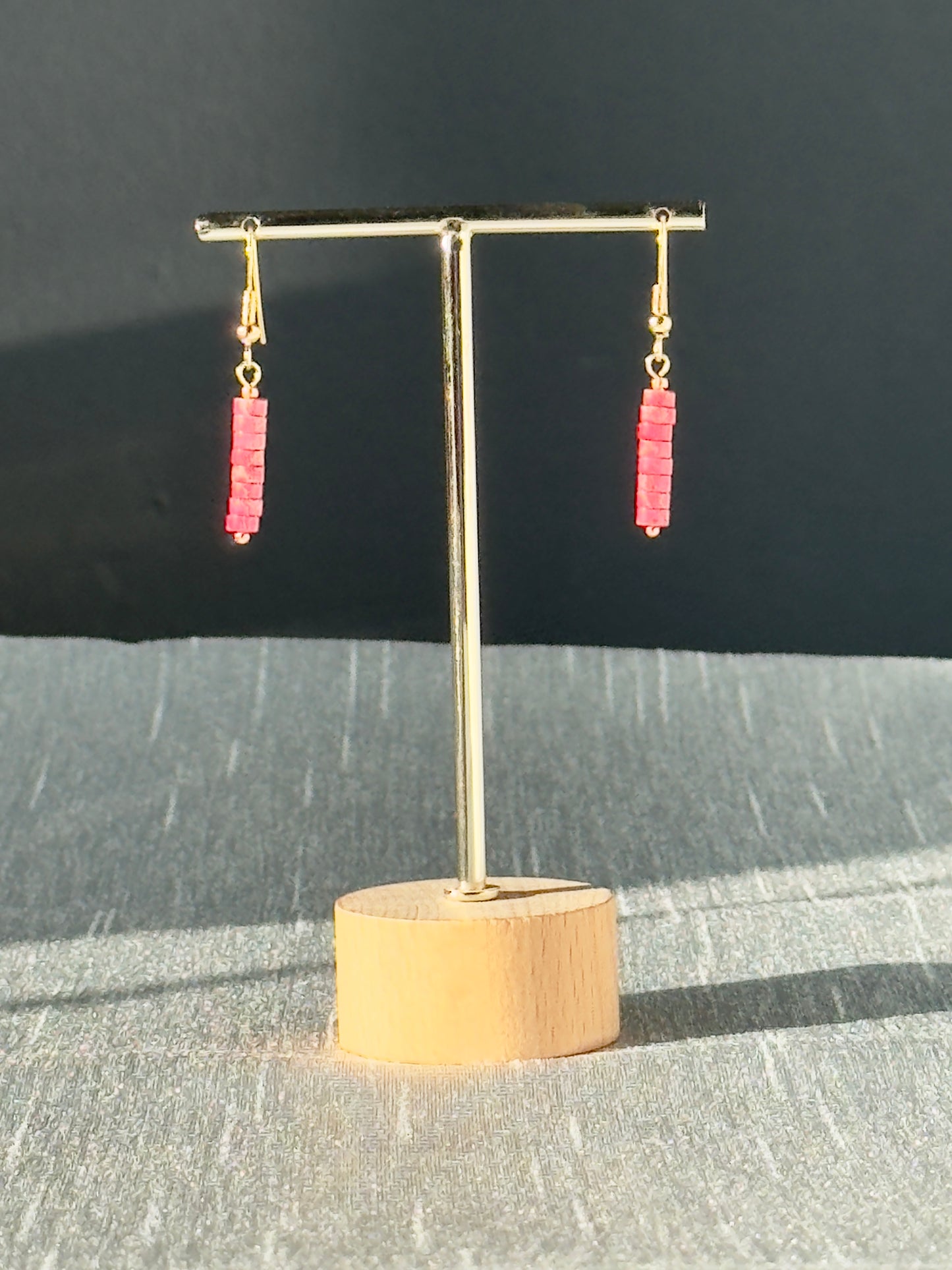 Boucles d’oreilles barrettes en jaspe rouge