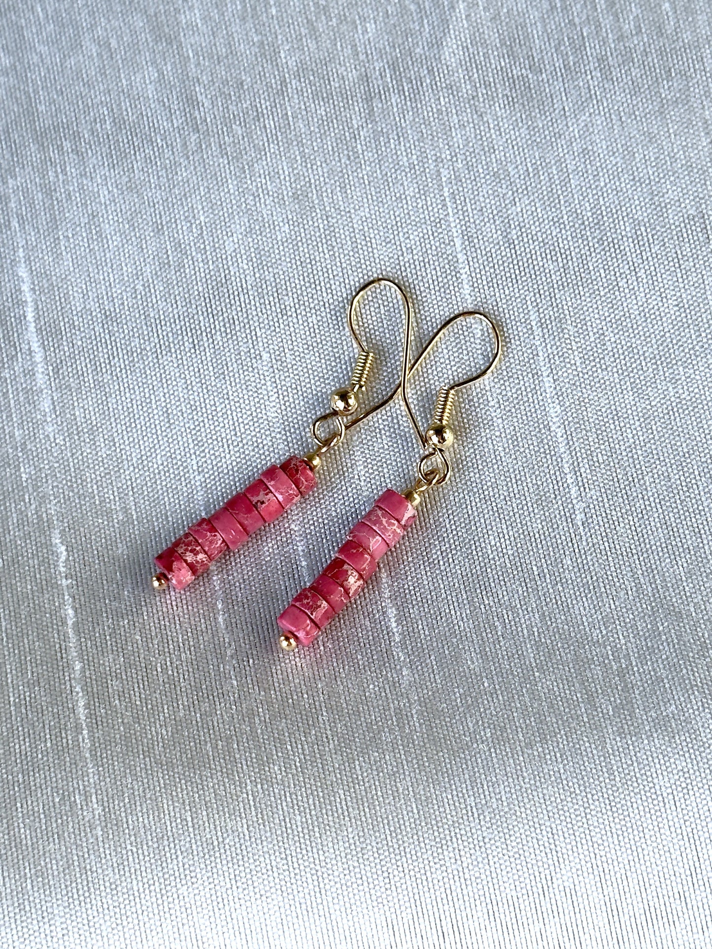 Boucles d’oreilles barrettes en jaspe rouge