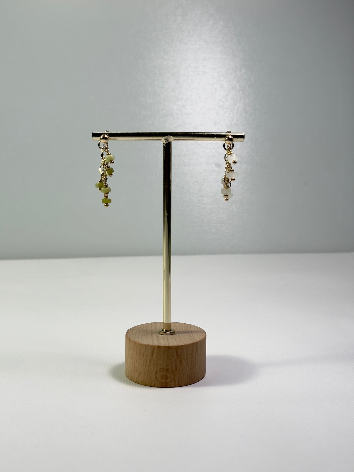 Boucles d’oreilles en jade et quartz rose
