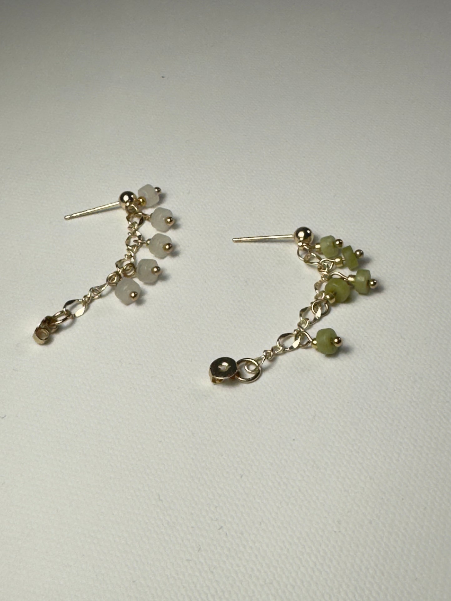 Boucles d’oreilles en jade et quartz rose