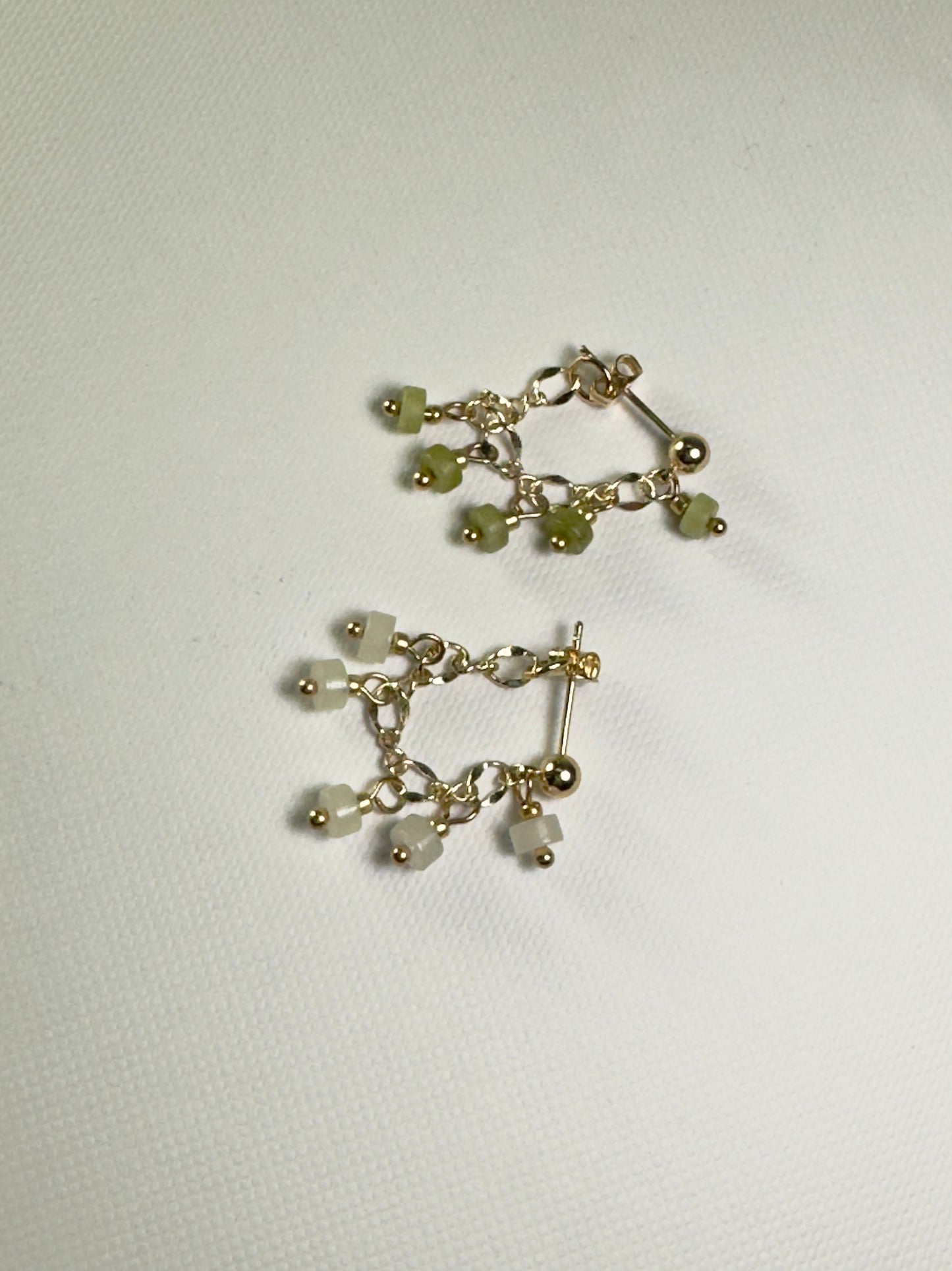Boucles d’oreilles en jade et quartz rose