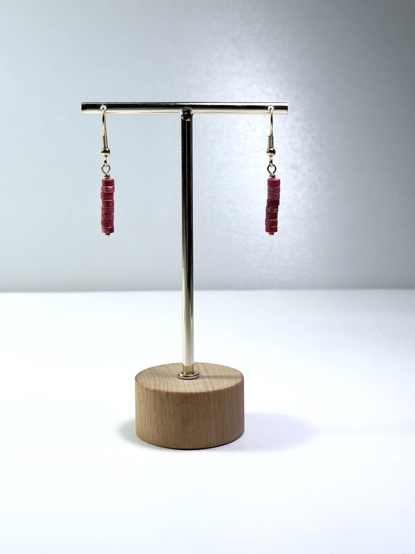 Boucles d’oreilles barrettes en jaspe rouge