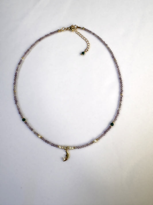Collier en améthyste avec pendentif lune