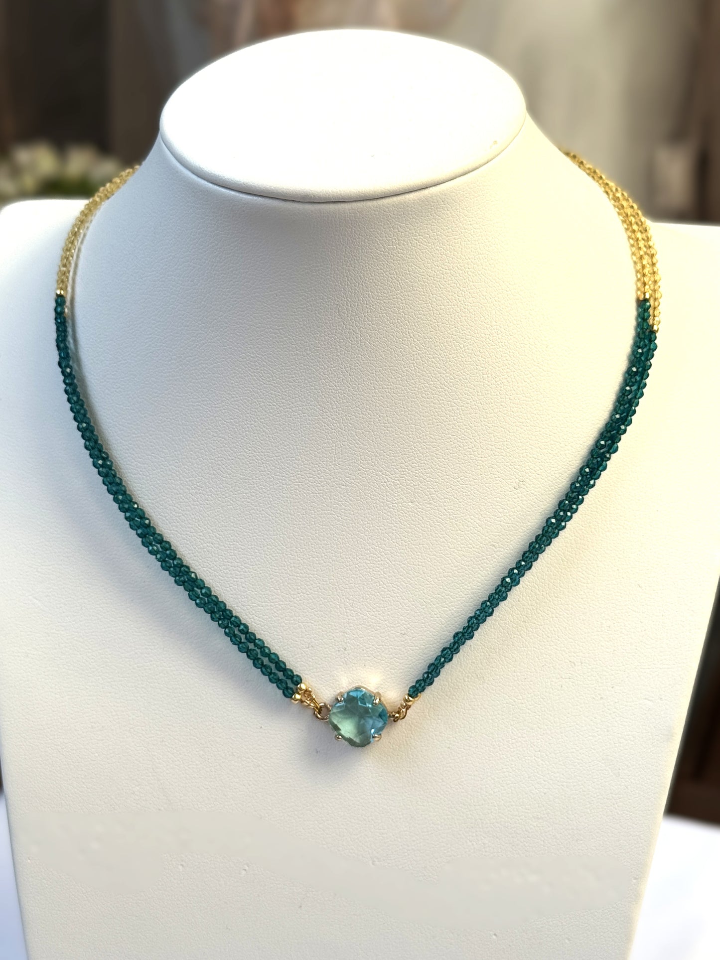 Collier double spinelle et zircon