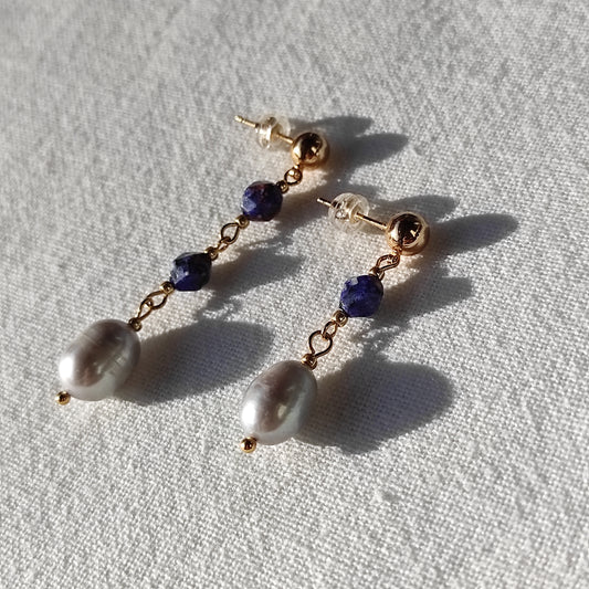 Boucles d'oreilles avec jaspe et perles grises