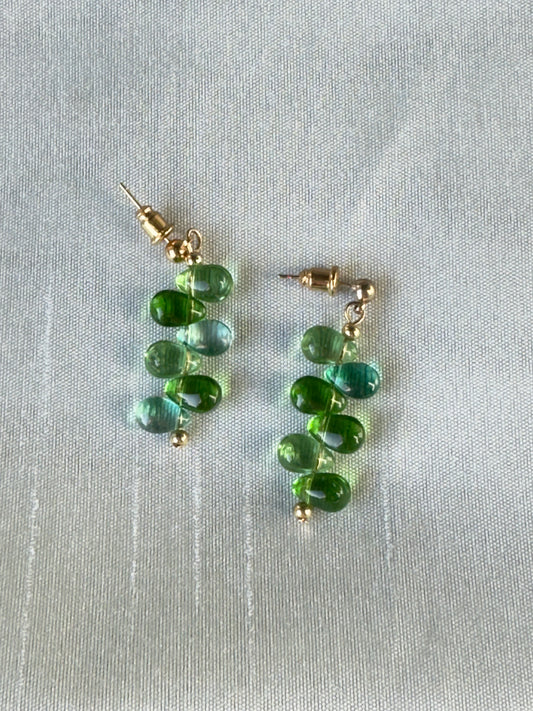 Boucles d’oreilles goutte en verre vert