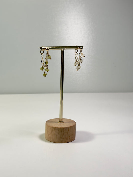 Boucles d’oreilles en jade et quartz rose