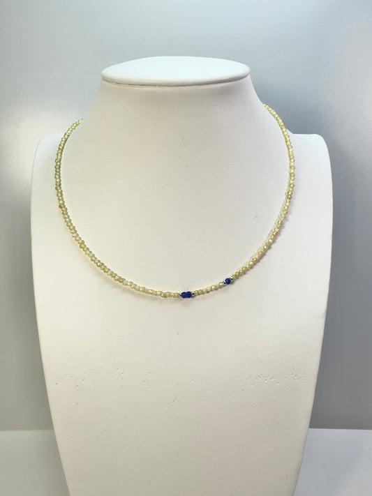Collier en zircon jaune et spinelle bleu
