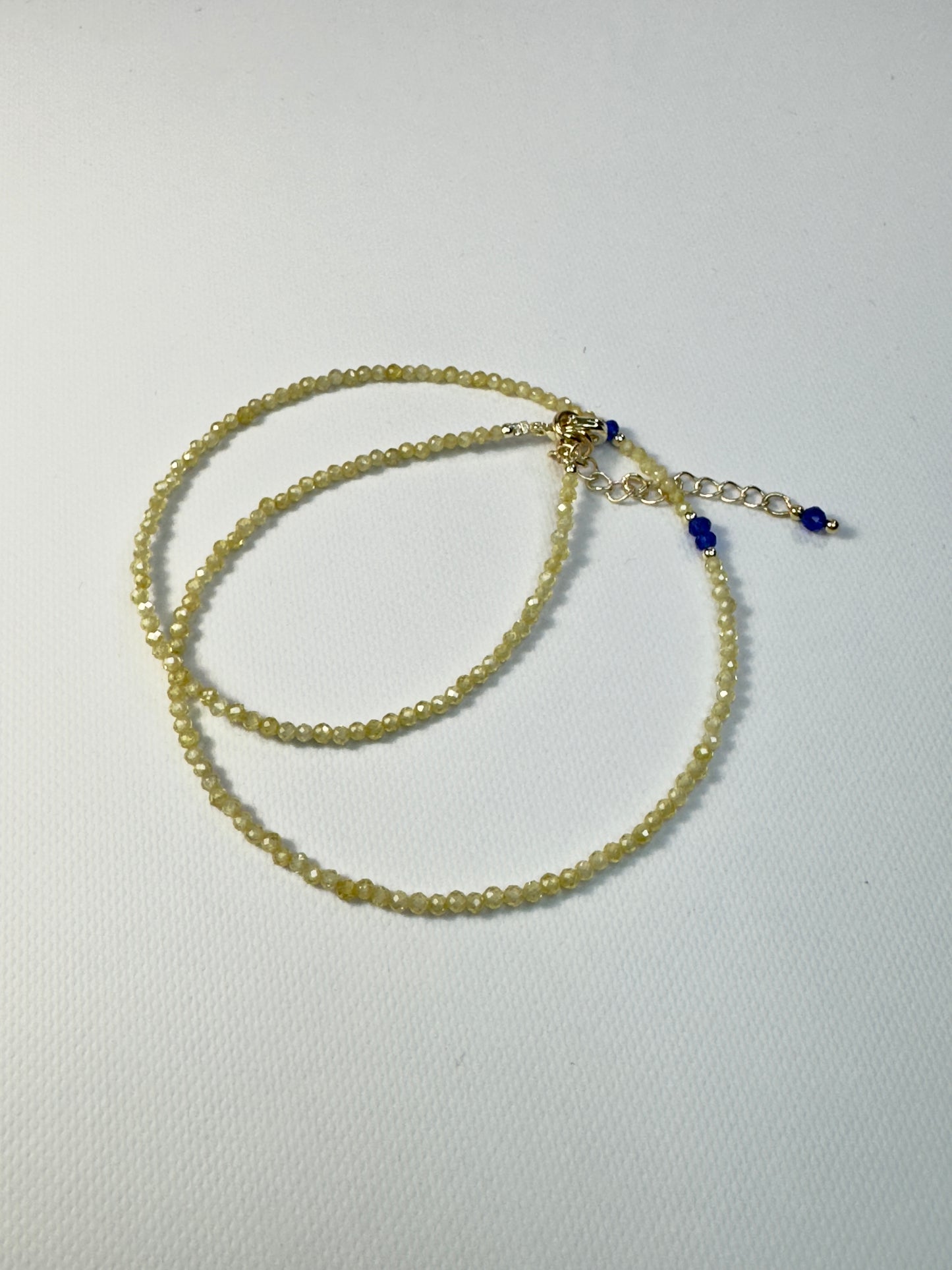 Collier en zircon jaune et spinelle bleu